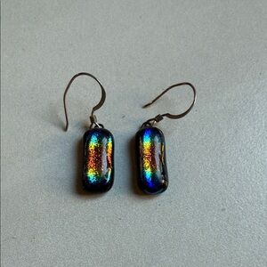Iridescent Fused Glass Earrings